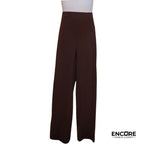 Brown Straight-Leg Pants with Fake Pockets  pants