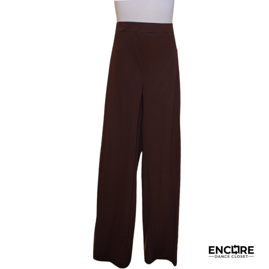 Brown Straight-Leg Pants with Fake Pockets