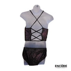 Black and Purple Foil Two-Piece with Keyhole Neckline  two piece