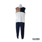 Color Block Contemporary Dance Costume with Navy Pants  two piece