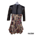 Graffiti-Print Lycra Dress with Fishnet Accent 
