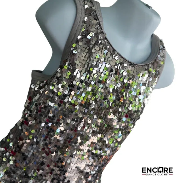 Spotlight Sparkle Silver Peplum Costume  unitard
