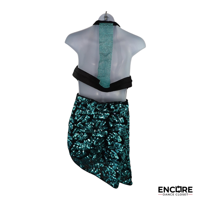 Teal Sequin Two-Piece Dance Costume  two piece
