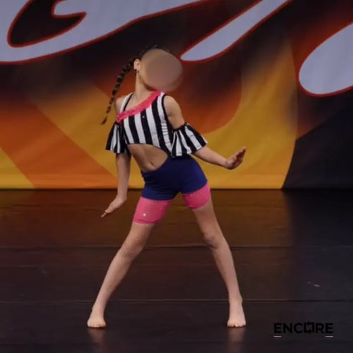 Pop of Pink Striped Jazz Costume  biketard