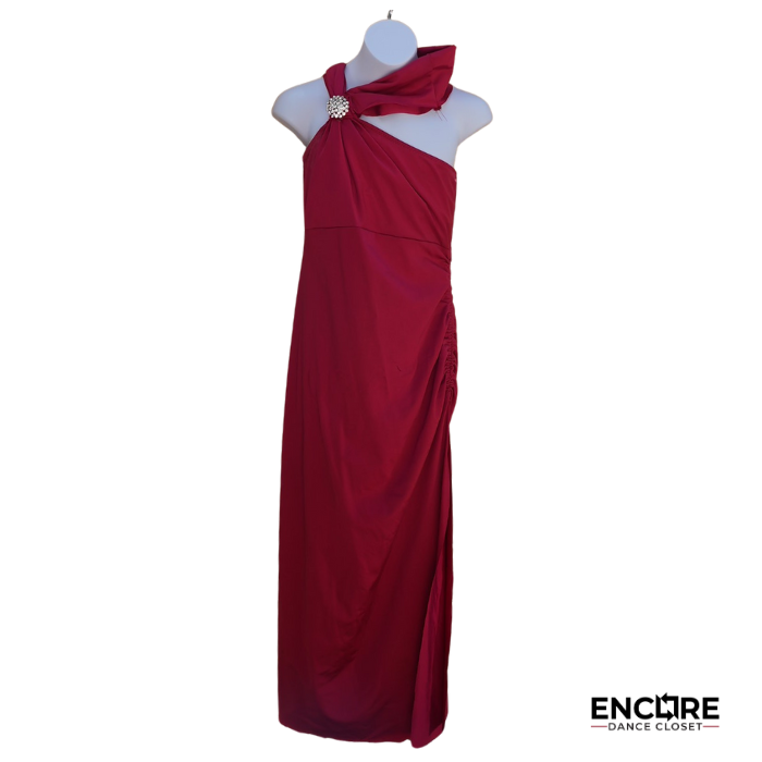 Long Red Lycra Dress with Side Slit