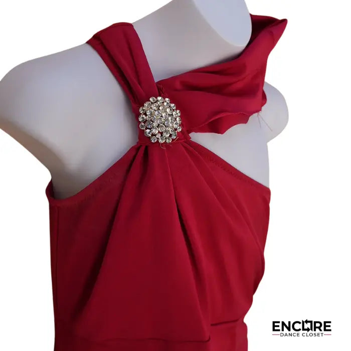 Long Red Lycra Dress with Side Slit  dress