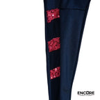 Black Leggings with Red Sequin Straps and Bomber Jacket  two piece