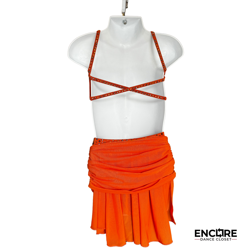 Burnt Orange Lyrical Two-Piece with Rhinestone Embellishments - Encore Dance Closet
