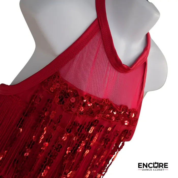 Red Rhythm Fringe  biketard