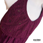 Burgundy Halter Dress with Lace and Lycra  dress