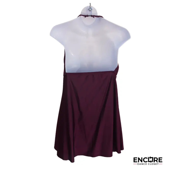 Burgundy Halter Dress with Lace and Lycra  dress