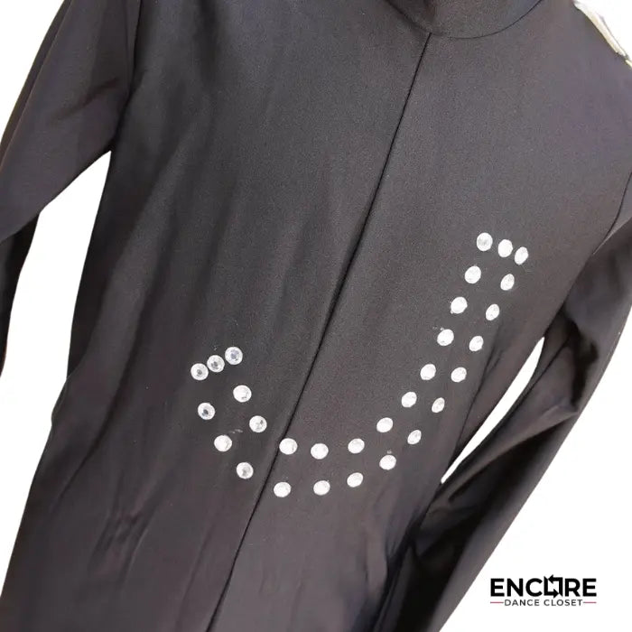 Black Unitard with Rhinestone J and Silver Cape  unitard