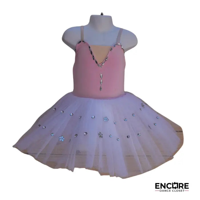 Pink Ballet Leotard with White Pancake Tutu  dress