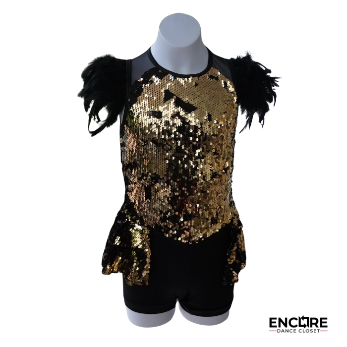 Golden Wings Sequin Performance Costume  biketard