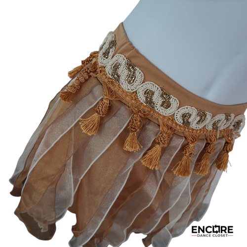 Rose Gold Sequin Halter & Tassel Dance Costume  two piece