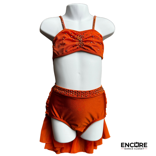 Burnt Orange Lyrical Two-Piece with Rhinestone Embellishments