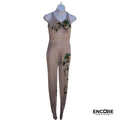 Shiny Champagne Unitard with Leaf Print  unitard