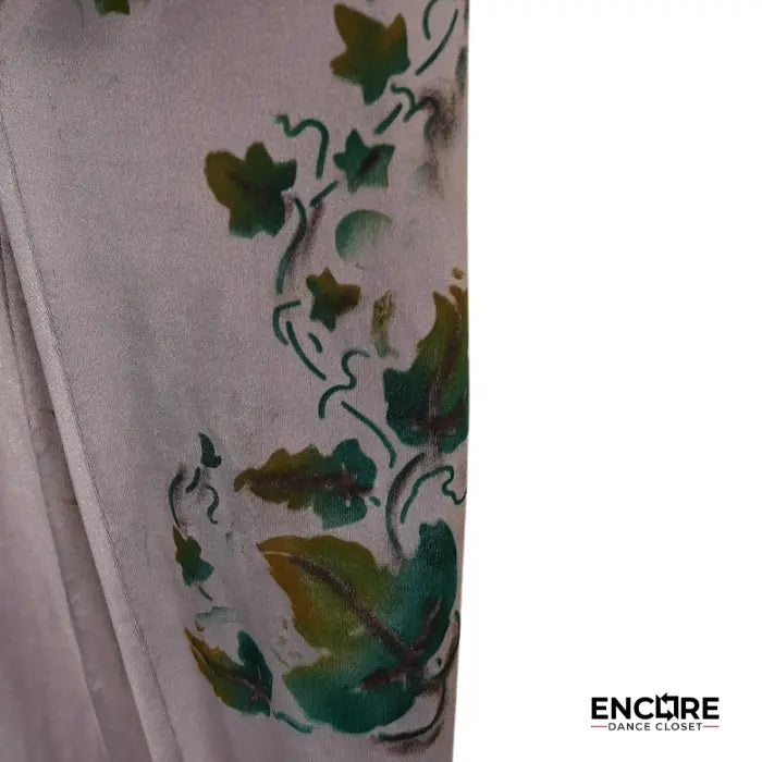 Shiny Champagne Unitard with Leaf Print  unitard