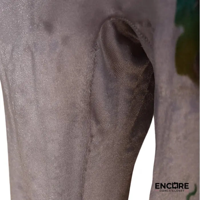 Shiny Champagne Unitard with Leaf Print  unitard