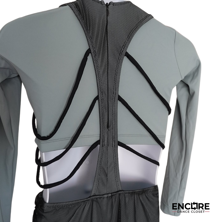 Sage Crop Top & Black Mesh Skirt - Encore Dance Closet