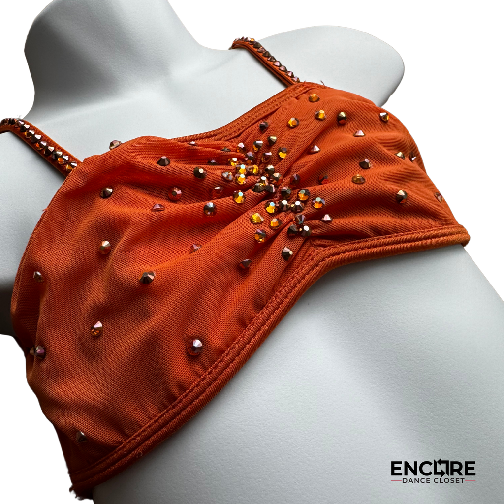 Burnt Orange Lyrical Two-Piece with Rhinestone Embellishments - Encore Dance Closet