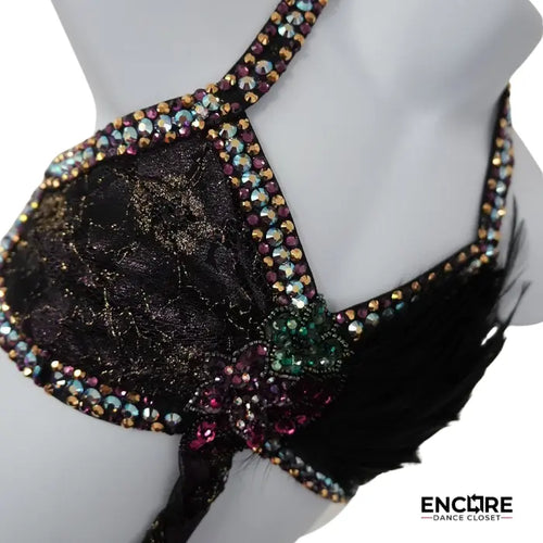 Black & Plum Feather Jazz Set  two piece