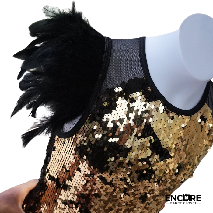 Golden Wings Sequin Performance Costume  biketard