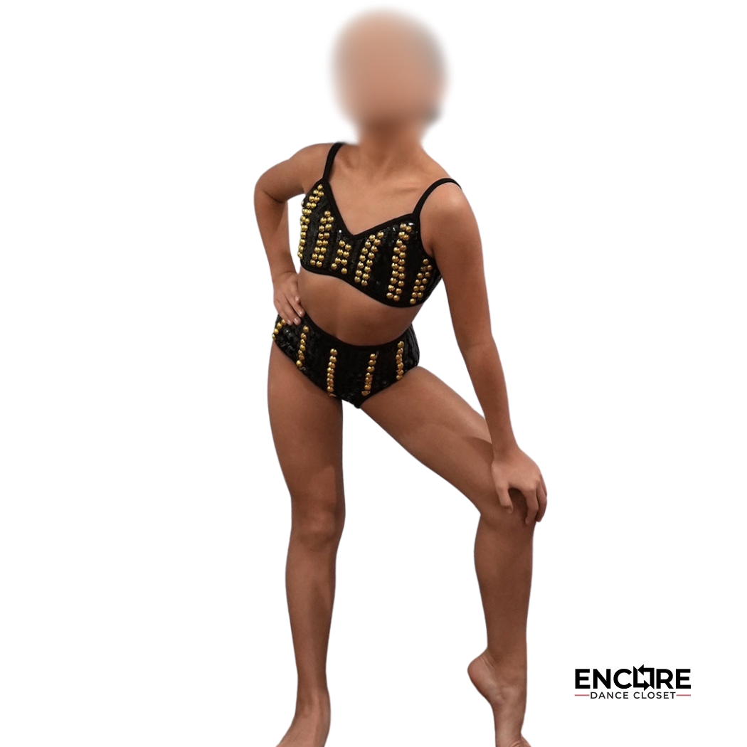 Black and Gold Jazzy Two-Piece Set - Encore Dance Closet