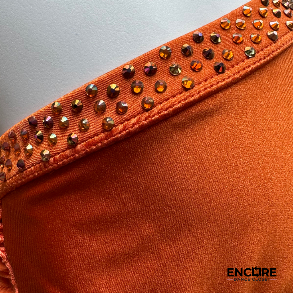 Burnt Orange Lyrical Two-Piece with Rhinestone Embellishments - Encore Dance Closet
