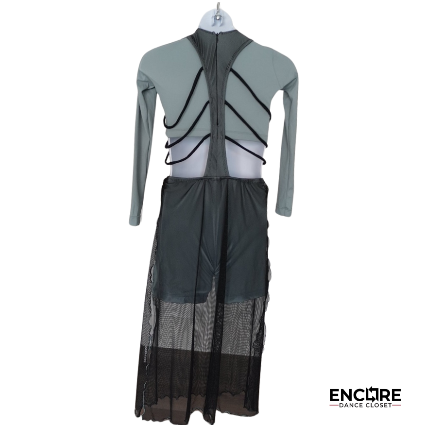 Sage Crop Top & Black Mesh Skirt - Encore Dance Closet