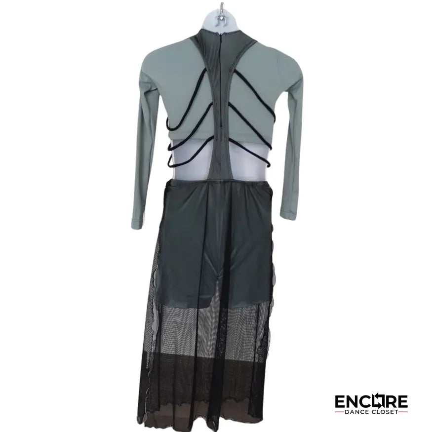 Sage Crop Top & Mesh Skirt  biketard