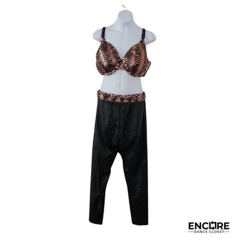 Copper Sequin Bra & Pant Dance Costume  two piece