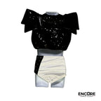 Edgy Black and White Leotard with Cropped Vest  leotard
