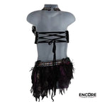 Black & Plum Feather Jazz Set  two piece