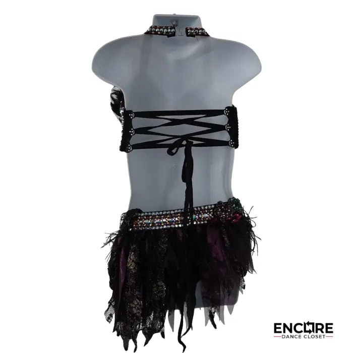 Black & Plum Feather Jazz Set  two piece