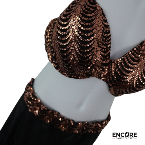 Copper Sequin Bra & Pant Dance Costume  two piece