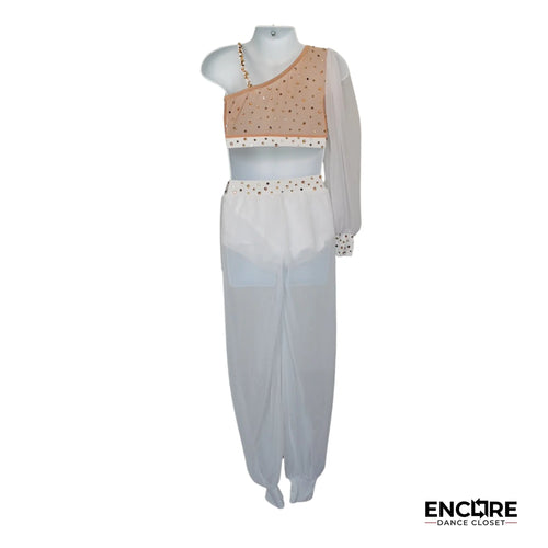Elegant White Lyrical Costume - two-piece dance costume