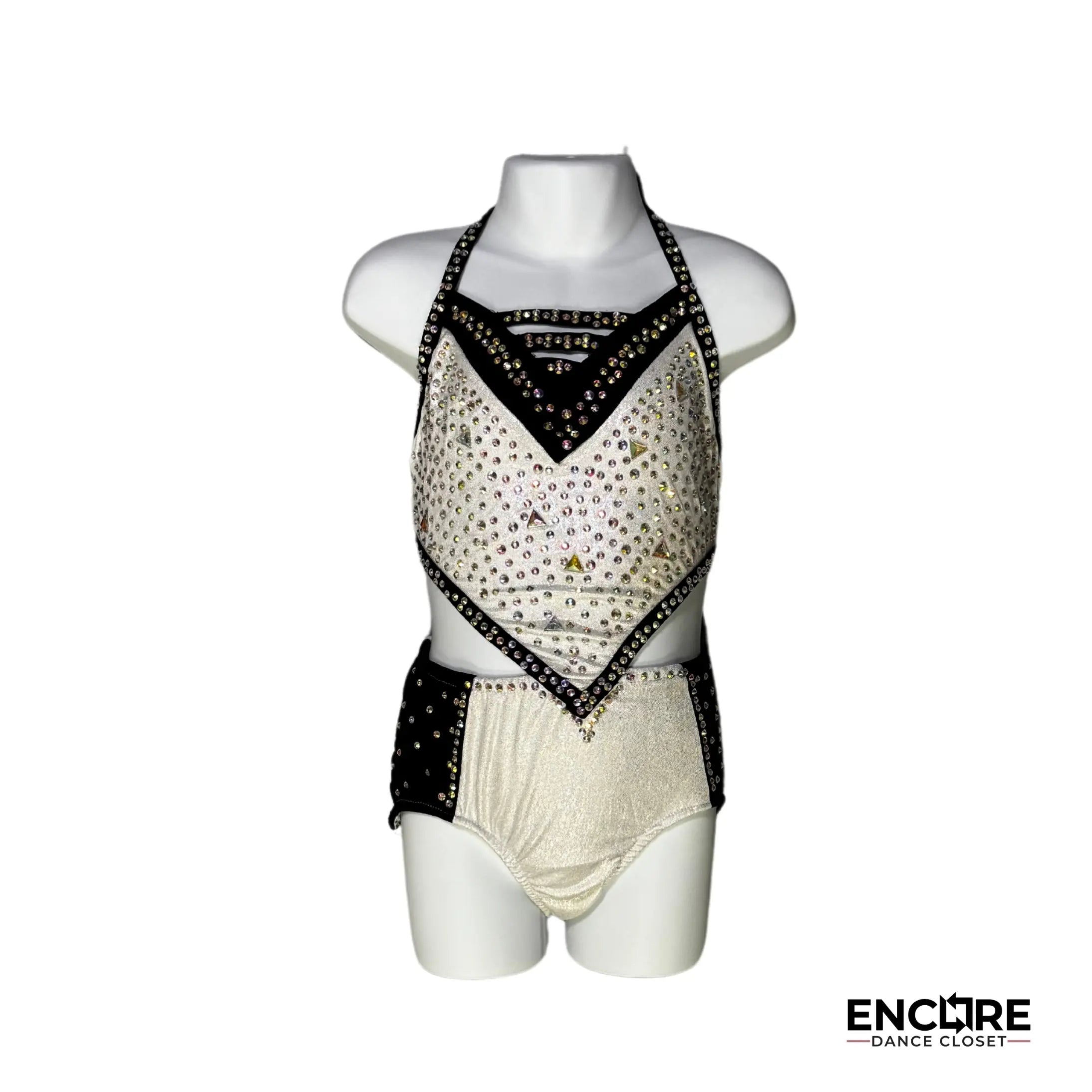 Bold Black & White Rhinestone Set  leotard
