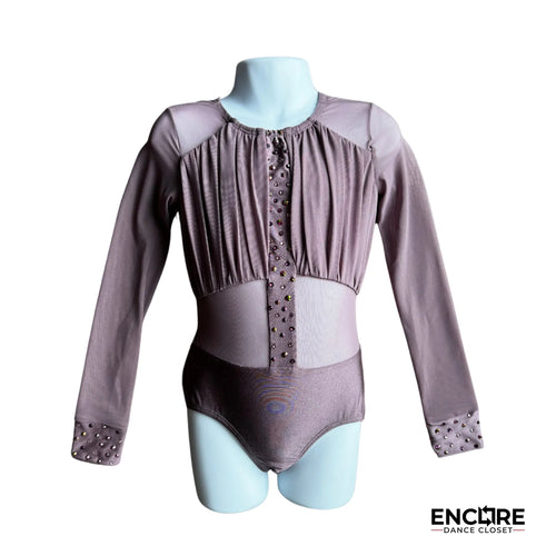 Mesh Leotard with Rhinestone Embellishments - dance leotard