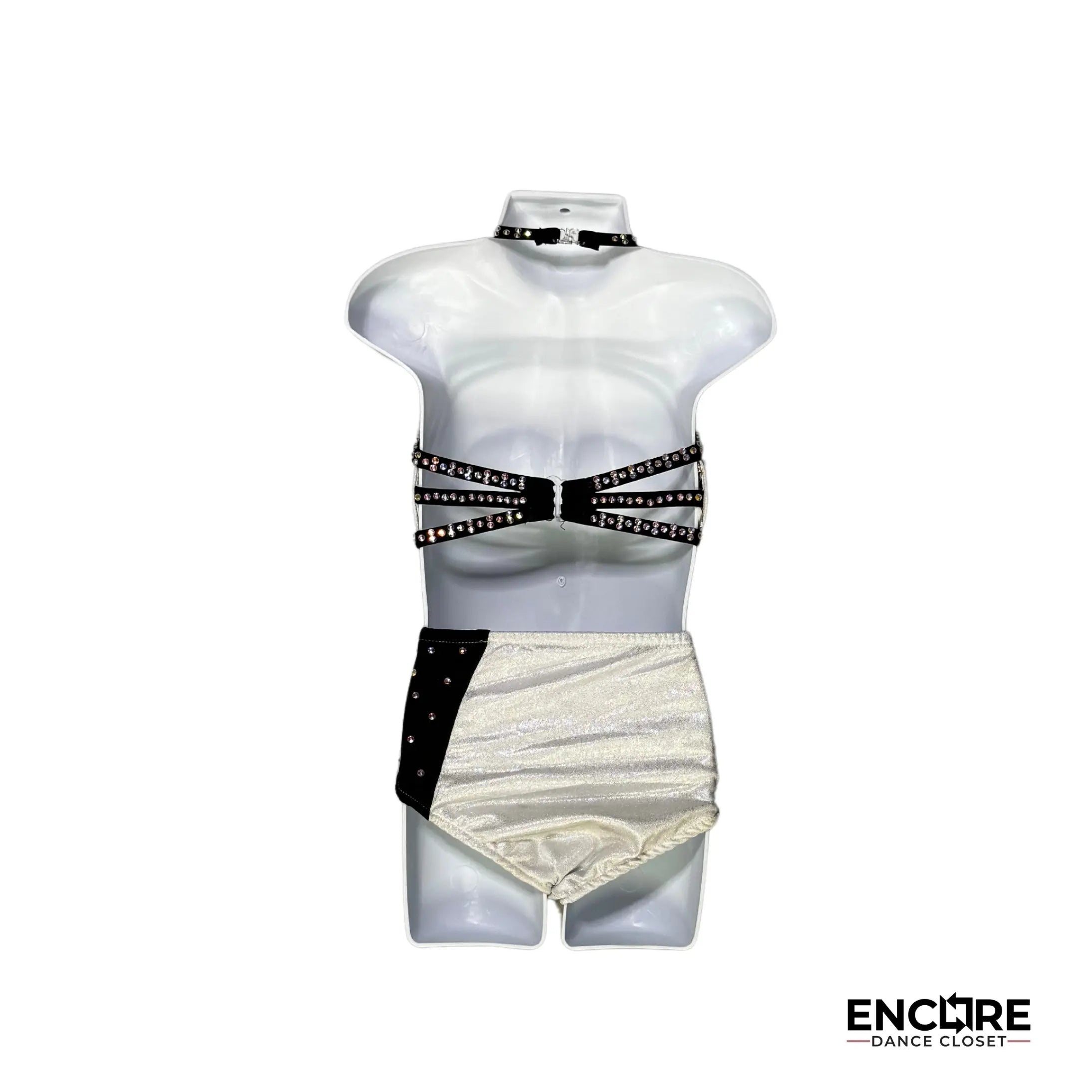 Bold Black & White Rhinestone Set  leotard