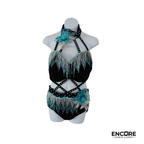 Black Velvet & Turquoise Beaded Fringe Dance Costume  two piece