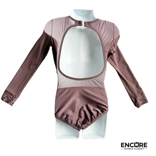 Mesh Leotard with Rhinestone Embellishments - dance leotard