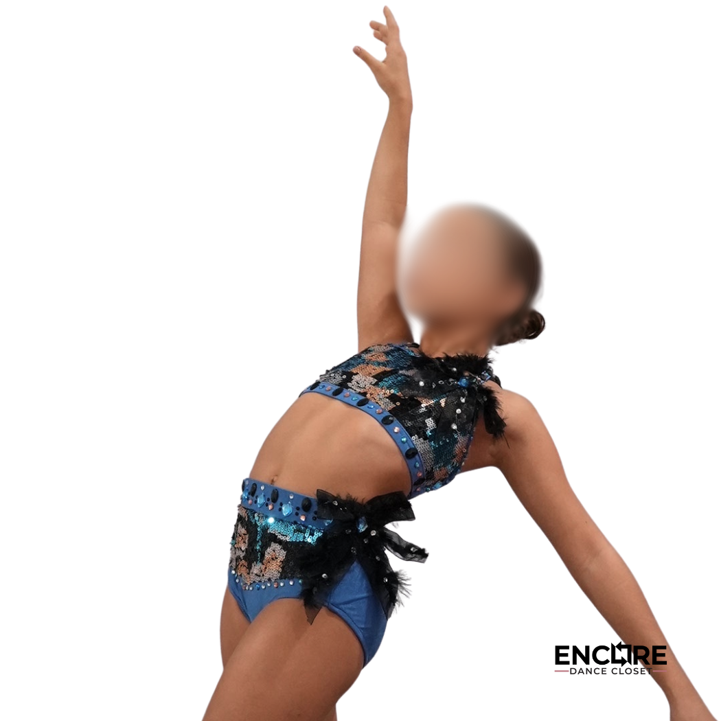 Blue Sequined Two-Piece