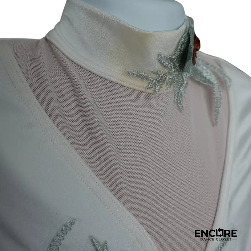 White Leotard with Sage Appliqué  leotard