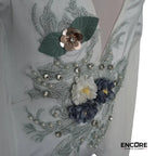 White Leotard with Sage Appliqué  leotard