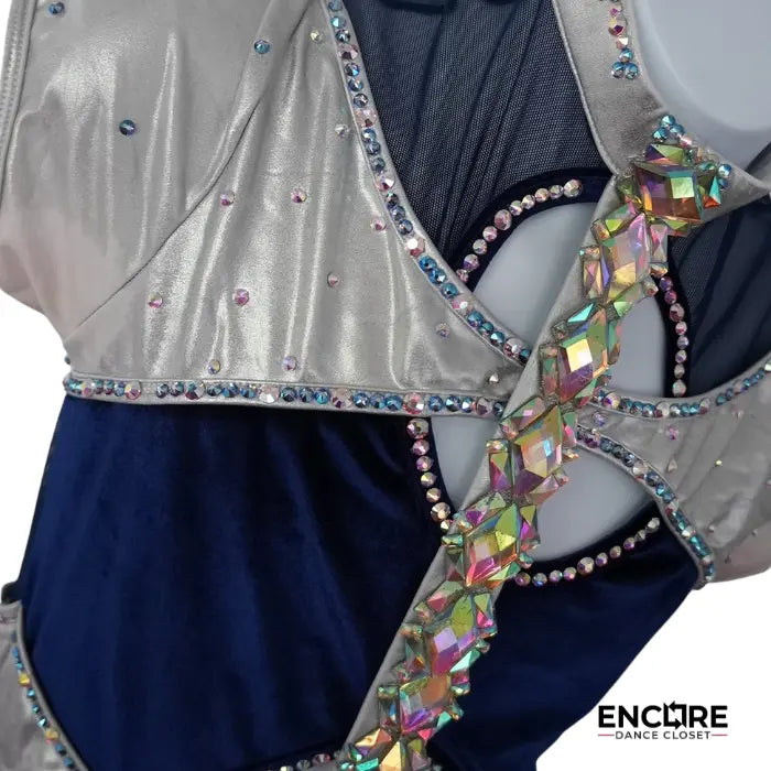 Navy & Silver Crystal Jumpsuit  unitard