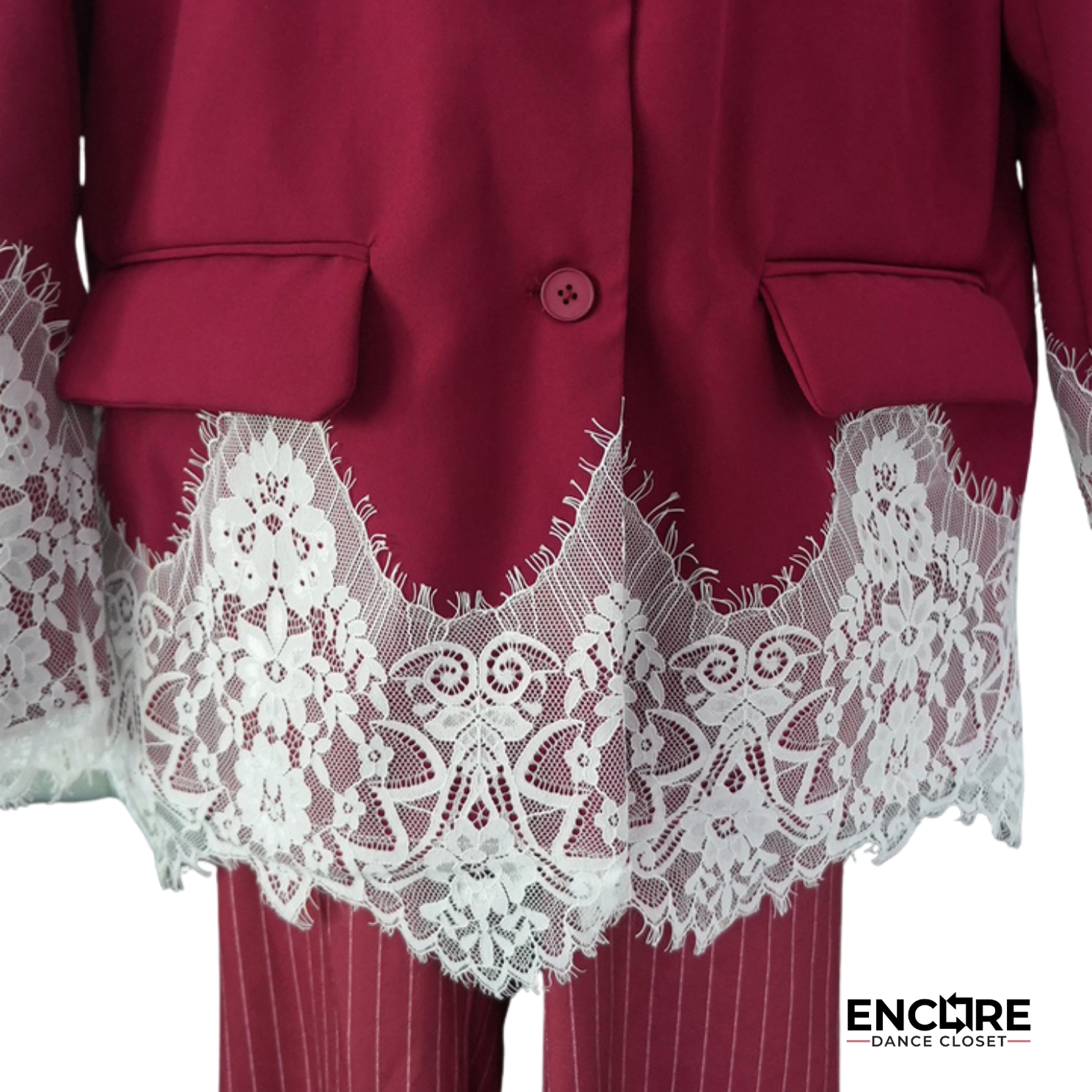 Burgundy Lace-Trim Suit Costume  two piece