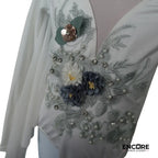White Leotard with Appliqué  leotard