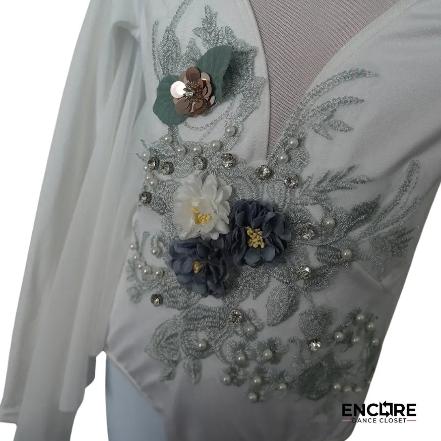 White Leotard with Appliqué  leotard