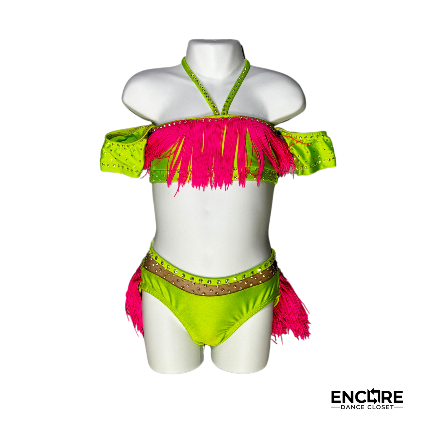 Neon Green and Pink Fringe Costume